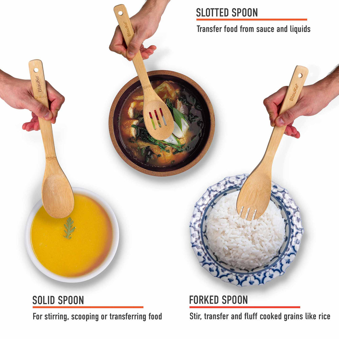 Bamboo Cooking Utensils Set - Wooden Kitchen Utensils Set - Kitchen Utensils For Cooking - Cooking Tools Set - 5