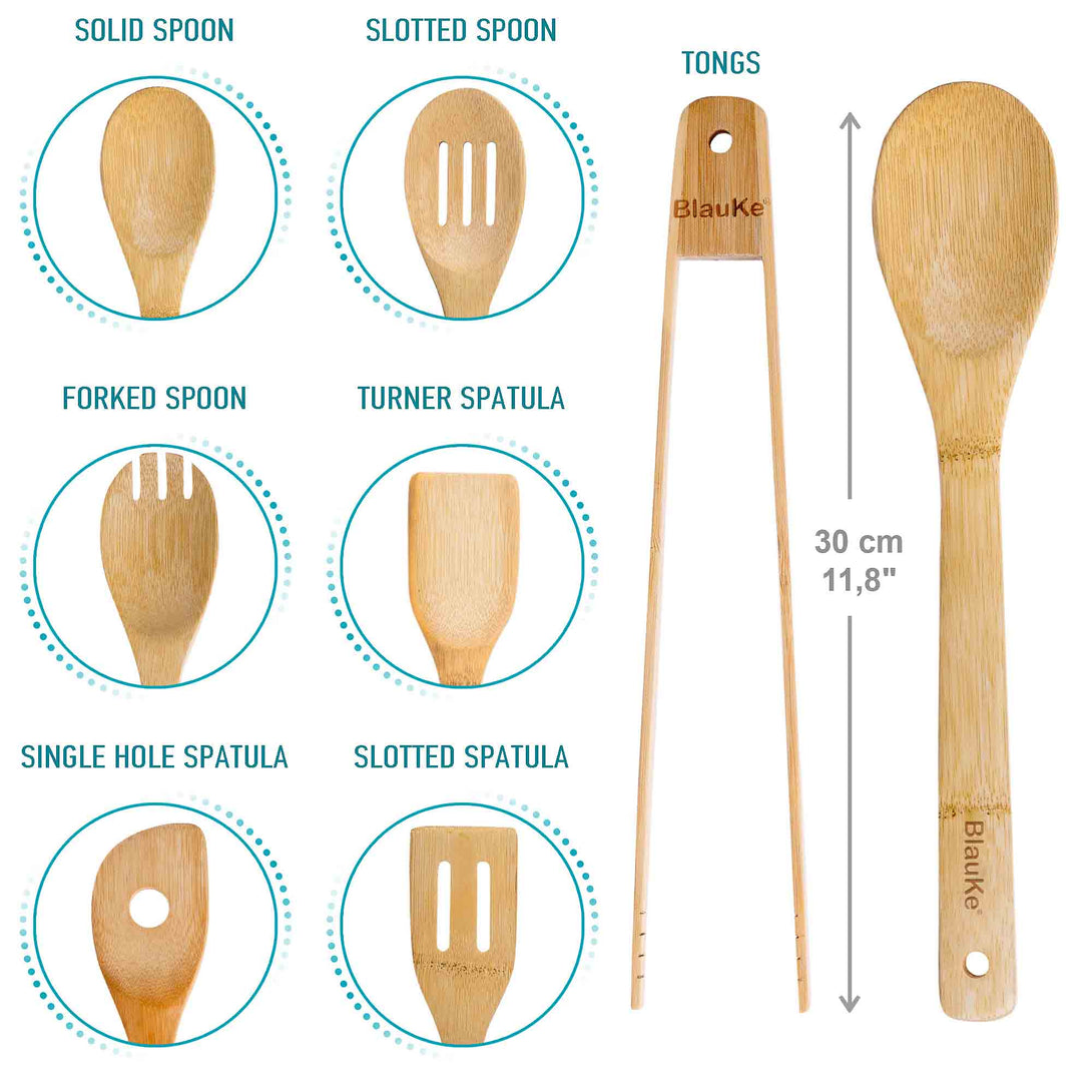 Bamboo Cooking Utensils Set - Wooden Kitchen Utensils Set - Kitchen Utensils For Cooking - Cooking Tools Set - 2