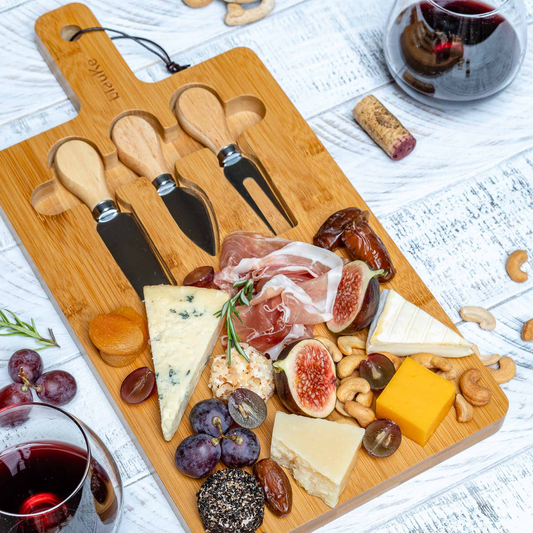 Bamboo Cheese Board With Cutlery Set - Medium Bamboo Cutting Board 160